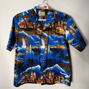 Royal Hawaiian Creations Shirt Mens XL Made in Hawaii Surfing Beach Cars Planes